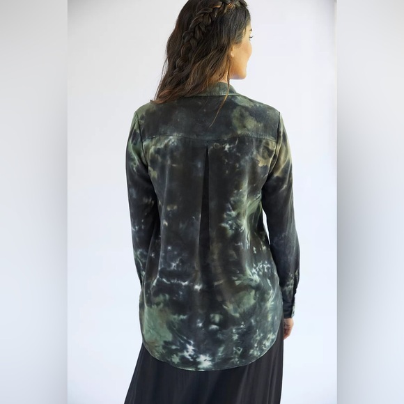 Cloth & Stone Anthropologie Tie-Dye Button Down Shirt in Black/Green/Brown - XL - Picture 16 of 16